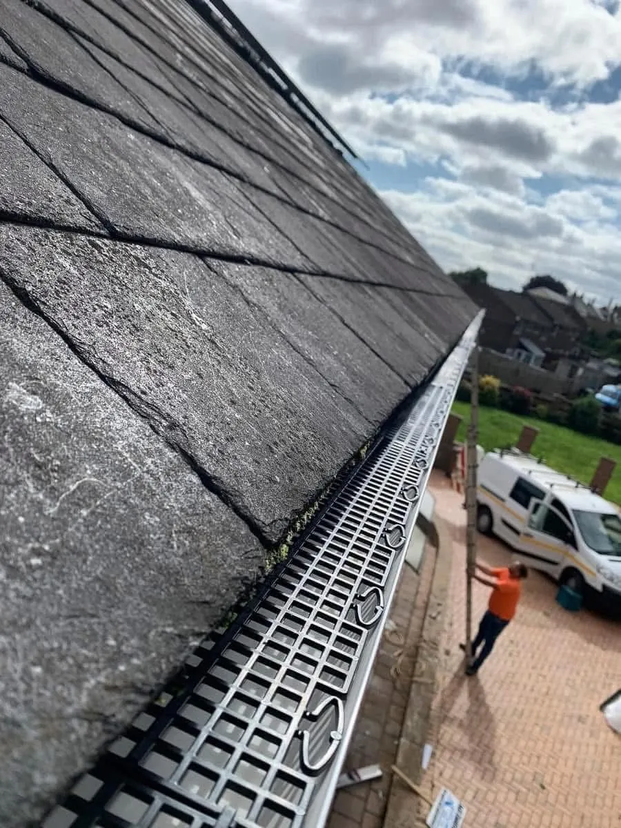 Gutter guard fitted on a slate roof in Helston